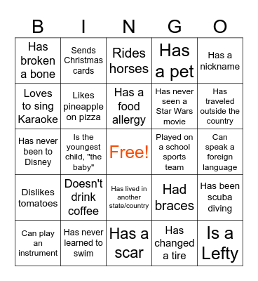 Environmental Health...Find Someone Who... Bingo Card