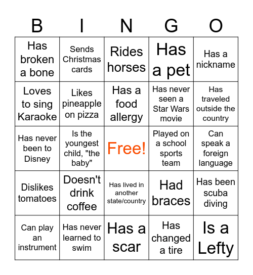 Environmental Health...Find Someone Who... Bingo Card