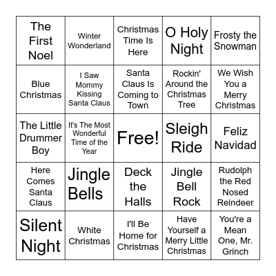 CHRISTMAS SONGS Bingo Card