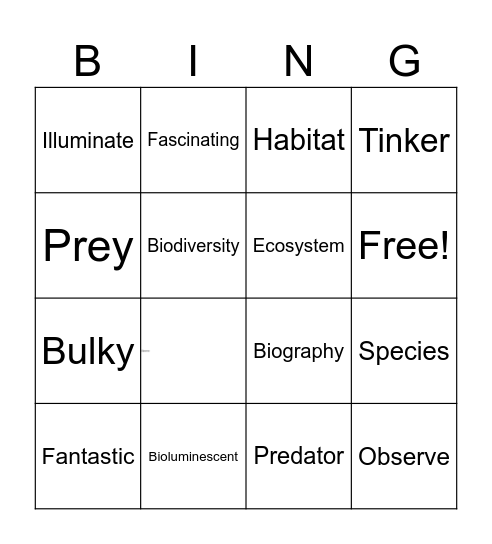 G3 Unit 1 Vocabulary Bingo Card