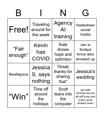 Andrew’s Call Bingo Card