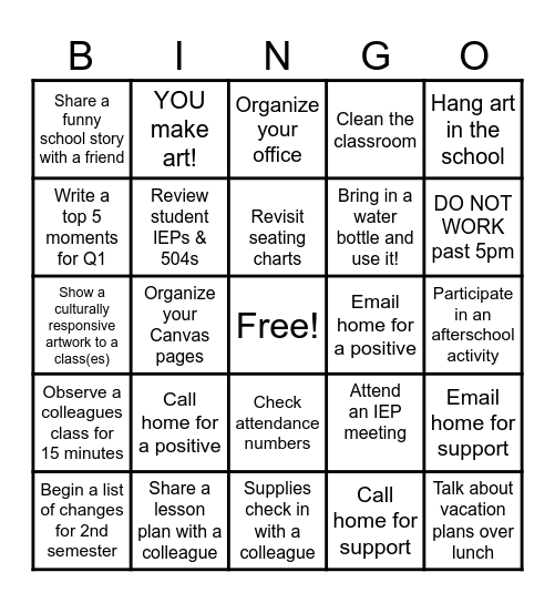 Reflective Teacher Bingo! Bingo Card