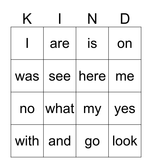 Sight Word Bingo! Bingo Card