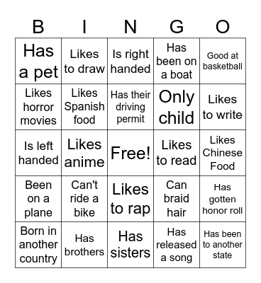 ICEBREAKER BINGO Card