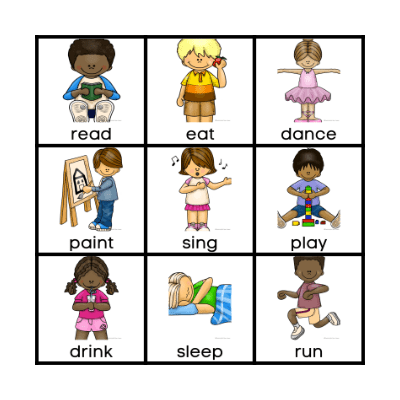 Verbs Bingo Card