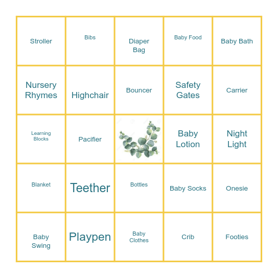 BABY BINGO!! Bingo Card