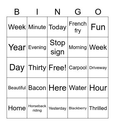 ASL Bingo Card