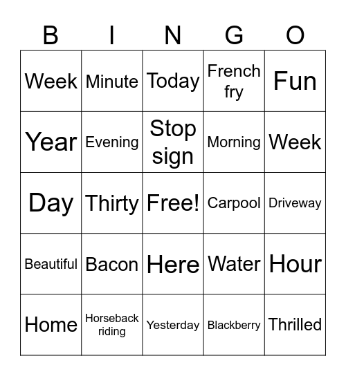 ASL Bingo Card