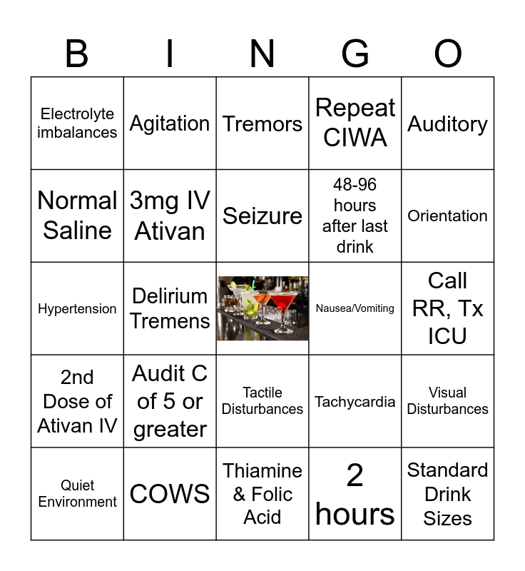 Withdrawal Bingo Card