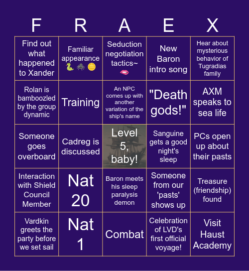 First Voyage! Bingo Card