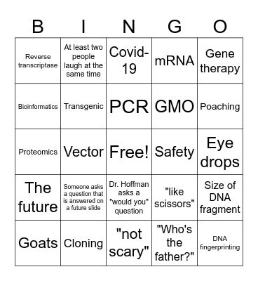 Lecture Bingo Card