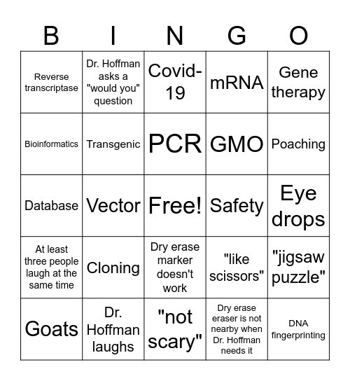 Lecture Bingo Card