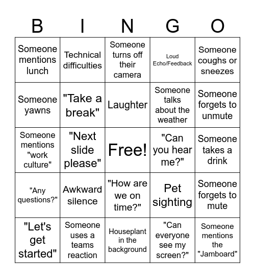 Remote Retreat Bingo Card