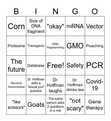 Lecture Bingo Card