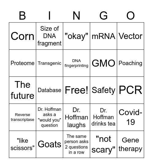 Lecture Bingo Card