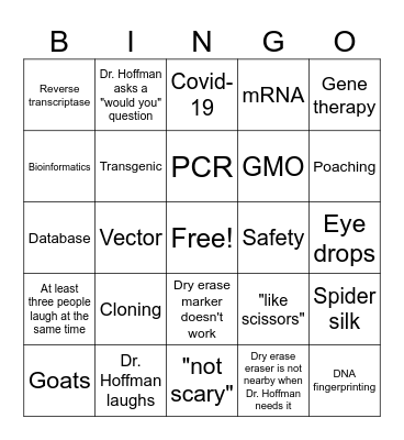 Lecture Bingo Card