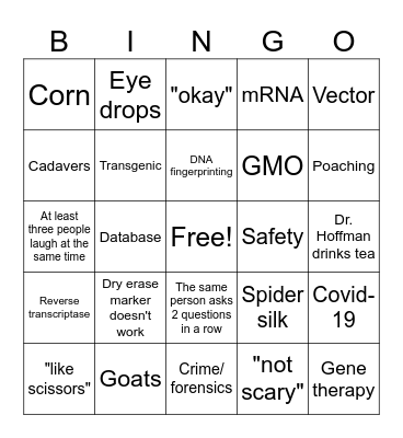 Lecture Bingo Card