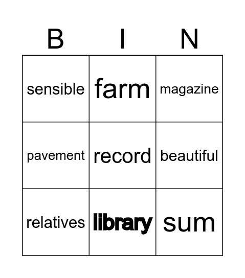 Untitled Bingo Card