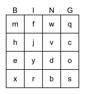 Thanksgiving Bingo Card