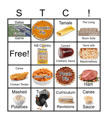 Suite D101 Thanksgiving Bingo Card