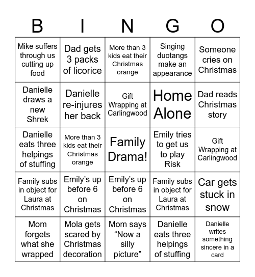 Nicole's Christmas Bingo Card