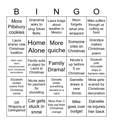 Emily's Christmas Bingo Card