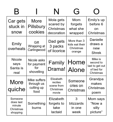 Laura's Christmas Bingo Card