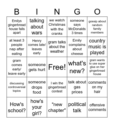 thanksgiving bingo Card