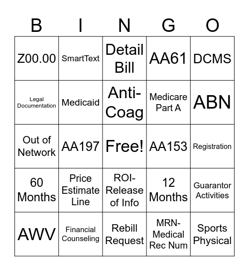 Corewell Health Bingo Card