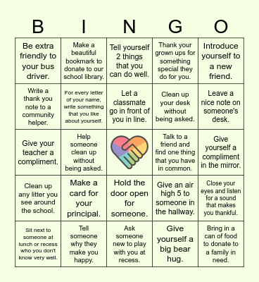 Kindness Challenge BINGO Card