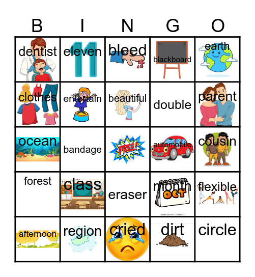Kenya's Grade 5 Sight Words Bingo Card