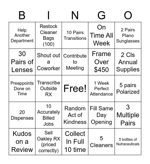 End of year Bingo! Bingo Card