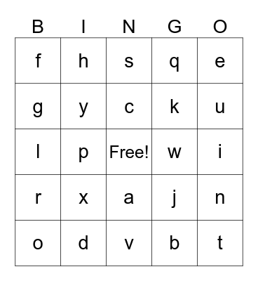 abc Bingo Card