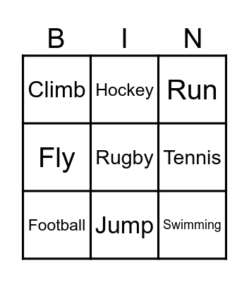 Sports Bingo Card