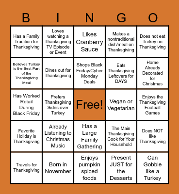 Thanksgiving BINGO! Bingo Card