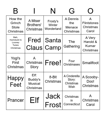 Warner Bros Holiday BINGO Card