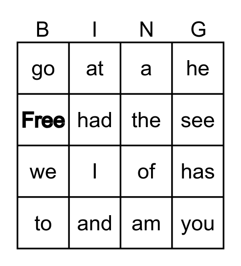 Unit 4 Lesson 1 Bingo Card