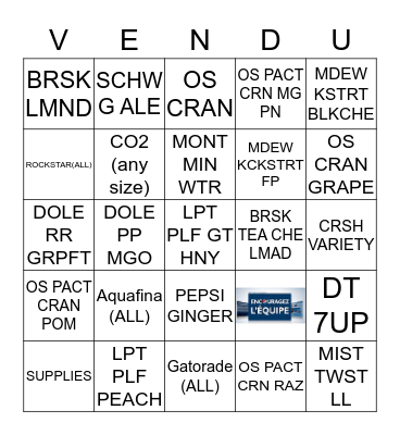 L'esprit d'equipe!  Bingo Card