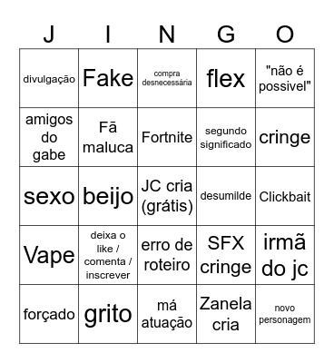 JC BINGO Card