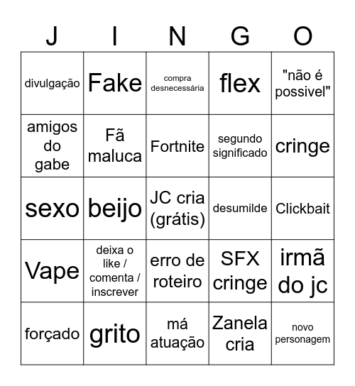 JC BINGO Card