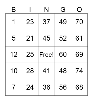 Wild Bill's Bingo Card