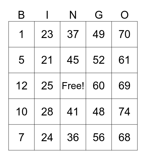 Wild Bill's Bingo Card