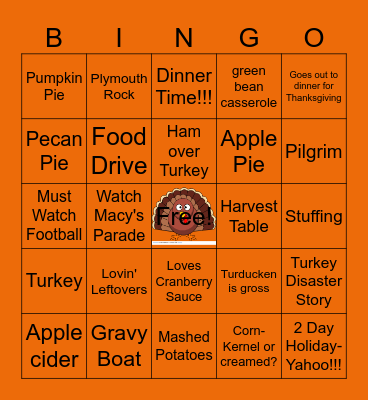 Turkey Day BINGO!!! Bingo Card