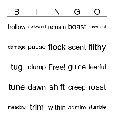 Vocabulary Bingo Card