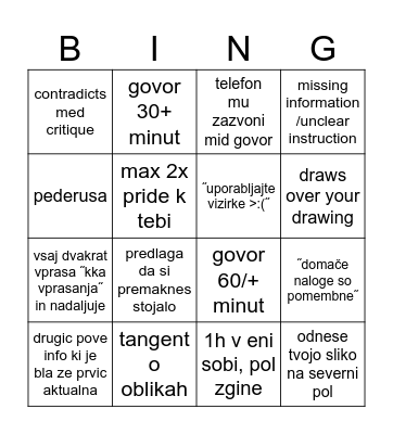 Risanje in slikanje Bingo Card