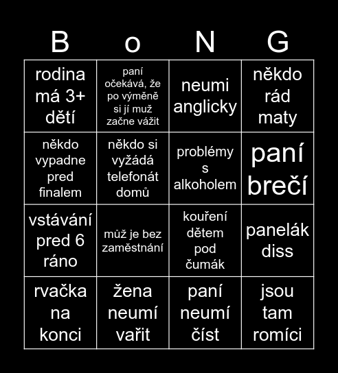 Manzelky Bingo Card