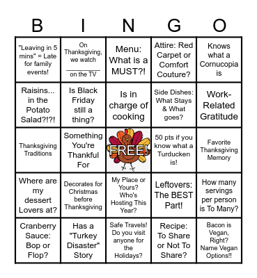 L&D Thanksgiving Extravaganza Bingo Card