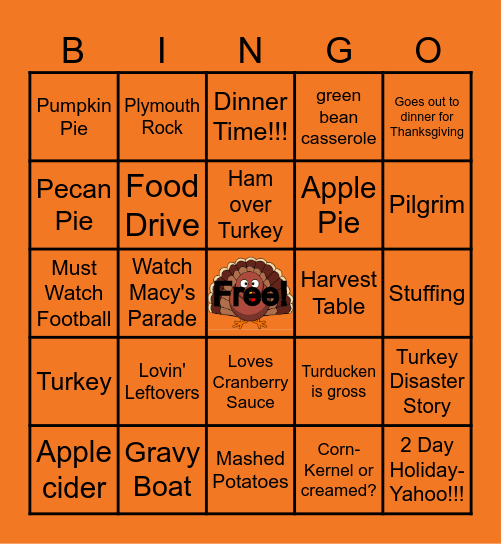 Turkey Day BINGO!!! Bingo Card