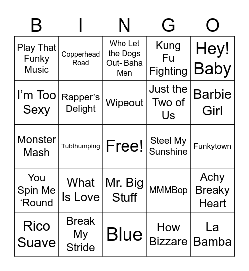The Great Turkey Fry 2023 Music Bingo Card