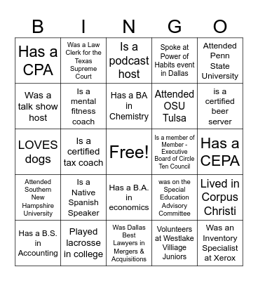 Untitled Bingo Card